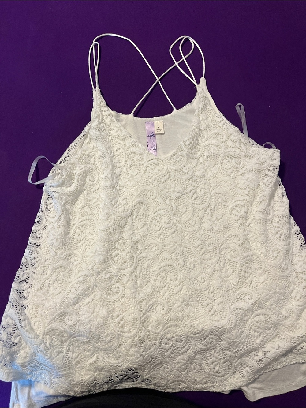Alya White Lace Camisole Tank Top